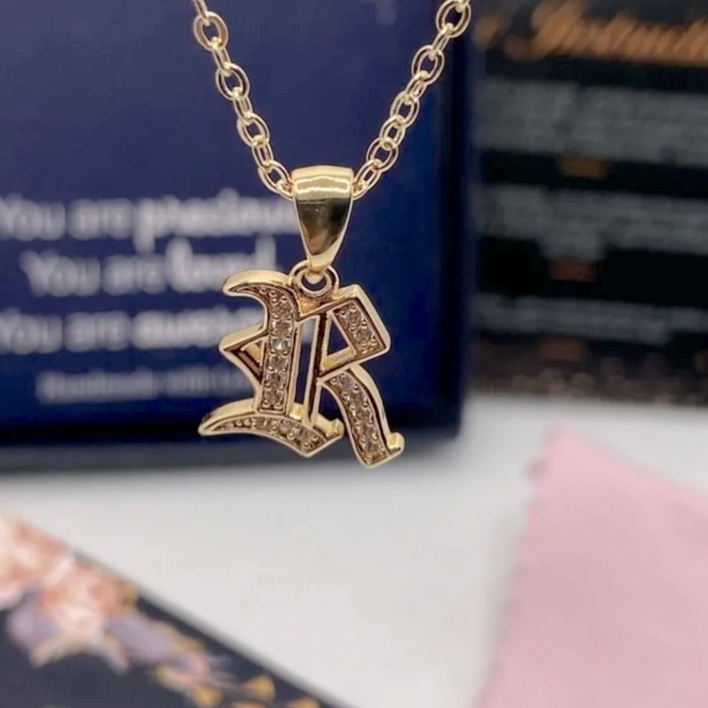 Initial R Gold (Plated) Pendant Necklace